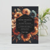 Slate Marigold Autumnal Wedding Kaart (Staand voorkant)