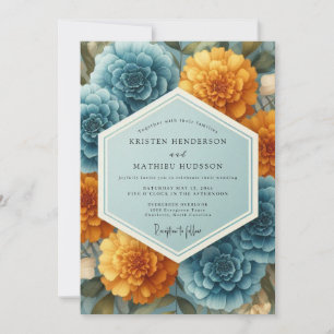 Slate Marigold Weelderig Huwelijk Kaart