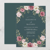 Slate Mauve Ranunculus Eucalyptus Bruiloft Kaart (Voorkant / Achterkant)