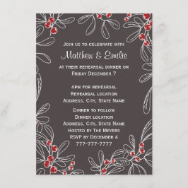 Slate Modern Mistletoe Holiday Rehearsal Dinner Kaart