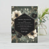 Slate Moody Bloom Wedding Kaart (Staand voorkant)