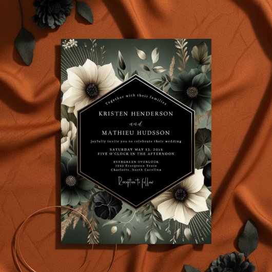 Slate Moody Bloom Wedding Kaart