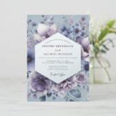 Slate Mystic Bloom Bruiloft Kaart (Staand voorkant)