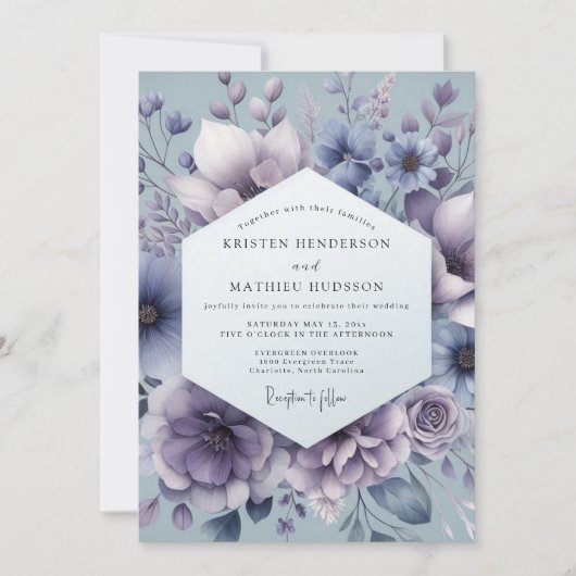 Slate Mystic Bloom Wedding Kaart (Voorkant)