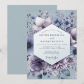 Slate Mystic Bloom Wedding Kaart (Voorkant / Achterkant)