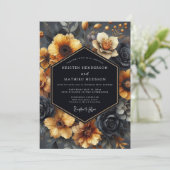 Slate Ochre Baroque Wedding Kaart (Staand voorkant)