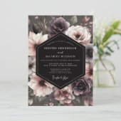 Slate Paarse Moody Bloom Bruiloft Kaart (Staand voorkant)