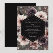 Slate Paarse Moody Bloom Bruiloft Kaart (Voorkant / Achterkant)