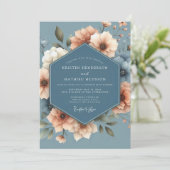 Slate & Peach Anemone Wedding Kaart (Staand voorkant)