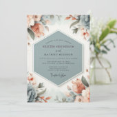 Slate Peach Painterly Wedding Kaart (Staand voorkant)