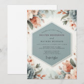Slate Peach Painterly Wedding Kaart (Voorkant / Achterkant)
