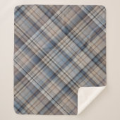 Slate Pebbles Blauw, Bruin en Grijs Plaid Sherpa Deken (Voorkant)