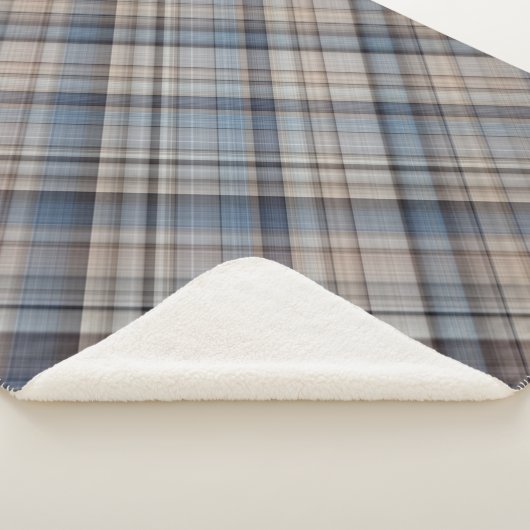 Slate Pebbles Blauw, Bruin en Grijs Plaid Sherpa Deken (3/4)