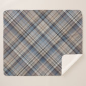 Slate Pebbles Blauw, Bruin en Grijs Plaid Sherpa Deken (Voorkant (horizontaal))