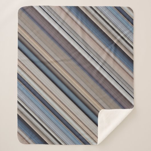 Slate Pebbles Blauwe en Bruine Streep Sherpa Deken (Voorkant)