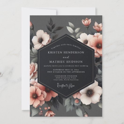 Slate Petal Twilight Wedding Kaart (Voorkant)