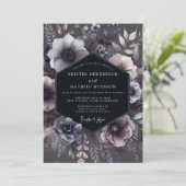 Slate Purple Floral Moody Wedding Kaart (Staand voorkant)
