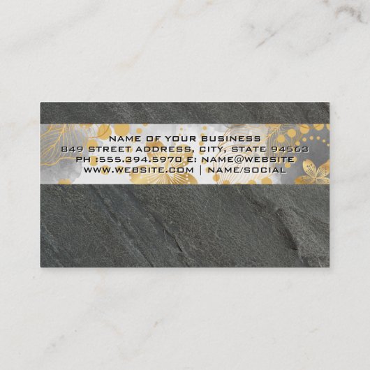 Slate Rock | Gold Floral Pattern Visitekaartje (Achterkant)