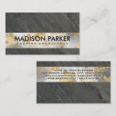 Slate Rock | Gold Floral Pattern Visitekaartje (Voorkant / Achterkant)