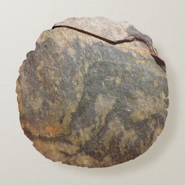 Slate Rock Stone Rond Kussen (Voorkant)