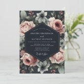 Slate Rose Dramatic Wedding Kaart (Staand voorkant)