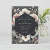 Slate Rose Somber Bloom Wedding Kaart (Staand voorkant)