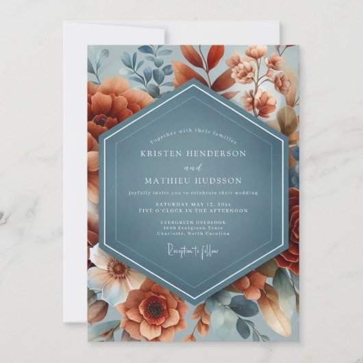 Slate Rust Brushstroke Wedding Kaart (Voorkant)