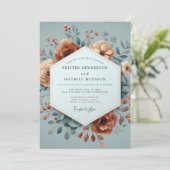 Slate & Sienna Artistic Bloom Wedding Kaart (Staand voorkant)