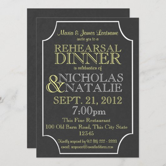 Slate Sign Board repetitie diner Kaart (Voorkant / Achterkant)