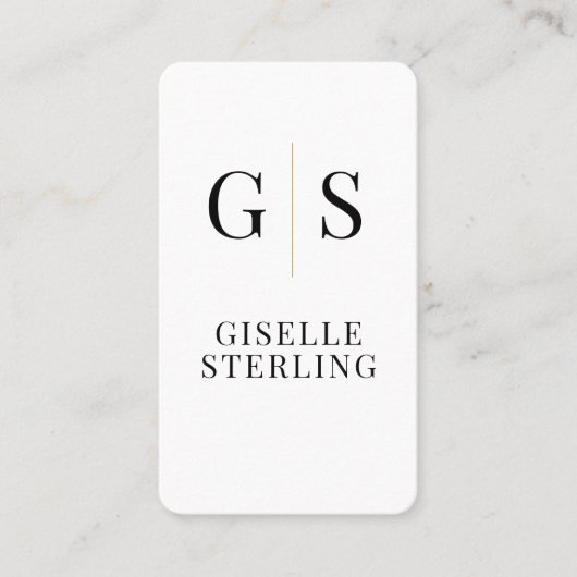 Slate Stone Black White Gold Monogram QR Code Visitekaartje (Voorkant)