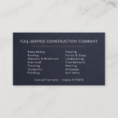 Slate Stone Building Construction Navy Blue   Visitekaartje (Achterkant)