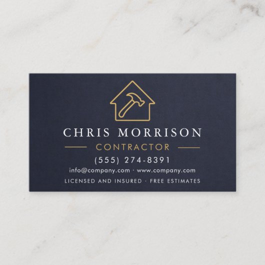 Slate Stone Building Construction Navy Blue Visitekaartje (Voorkant)