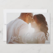 Slate Stone Gray Photo Classic Calligraphy Save The Date (Voorkant)
