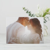 Slate Stone Gray Photo Classic Calligraphy Save The Date (Staand voorkant)