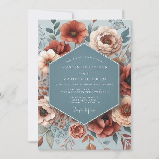 Slate Terracotta Poetic Wedding Kaart (Voorkant)
