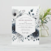 Slate Umbral Anemone Wedding Kaart (Staand voorkant)