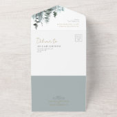 Slate Winter Landschap Woodland Wedding QR Code All In One Uitnodiging (Buitenkant)