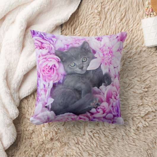 Slater Kitten Paarse Floral Kussen (Deken)