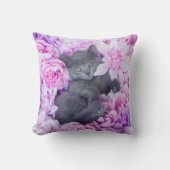 Slater Kitten Paarse Floral Kussen (Voorkant)