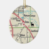 Slaton TX Road Map Keramisch Ornament (Rechts)