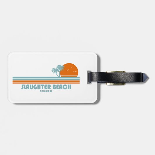 Slaughter Beach Delaware Sun Palm Trees Bagagelabel (Achterkant horizontaal)