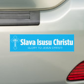 Slava Isusu Christu Blauw & Wit Bumpersticker (Op auto)
