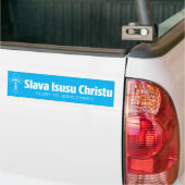 Slava Isusu Christu Blauw & Wit Bumpersticker (Op Truck)