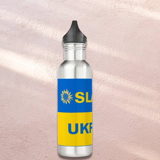 Slava Oekraïense Blauwe Gele Zonnebloemen Waterfle Waterfles