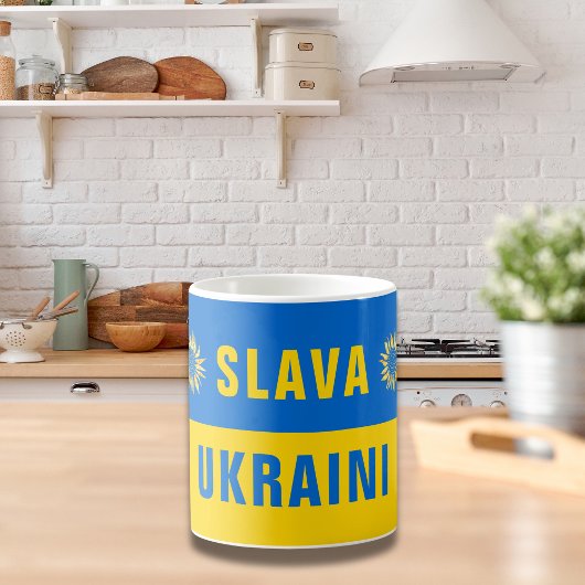 Slava Oekraïne Blauw Geel Zonnebloem Oekraïne Koffiemok