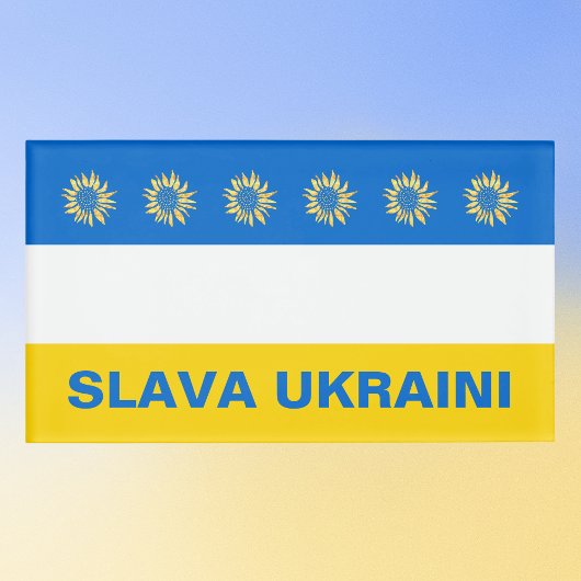Slava Oekraïne Blauw Goud Zonnebloem Oekraïne Steu Naambadge