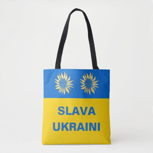 Slava Oekraïne Blauw Goud Zonnebloem Oekraïne Steu Tote Bag (Voorkant)