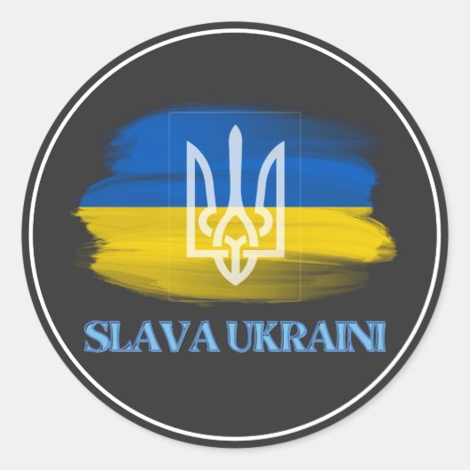 Slava Ukraine Flag Ronde Sticker (Voorkant)