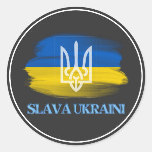 Slava Ukraine Flag Ronde Sticker