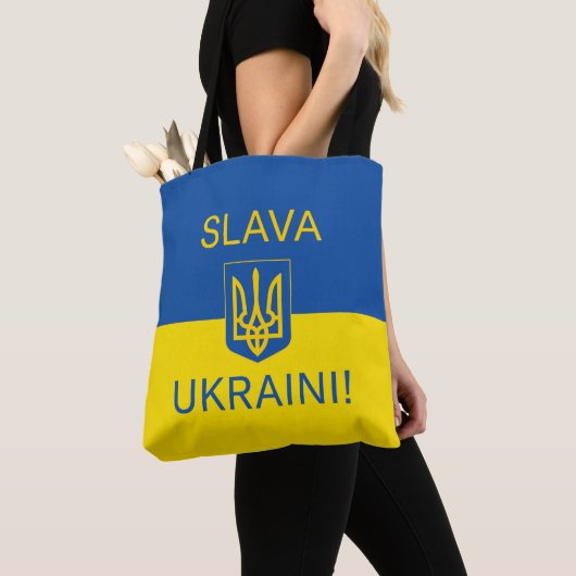 Slava Ukraine glorie Oekraïense oorlogssymbool pat Tote Bag (Dichtbij)